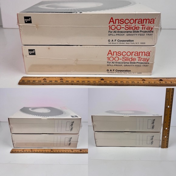 2 Pkgs Vtg Sealed Anscorama 100 Slide Tray For Projectors Gravity Feed GAF USA - Picture 3 of 11